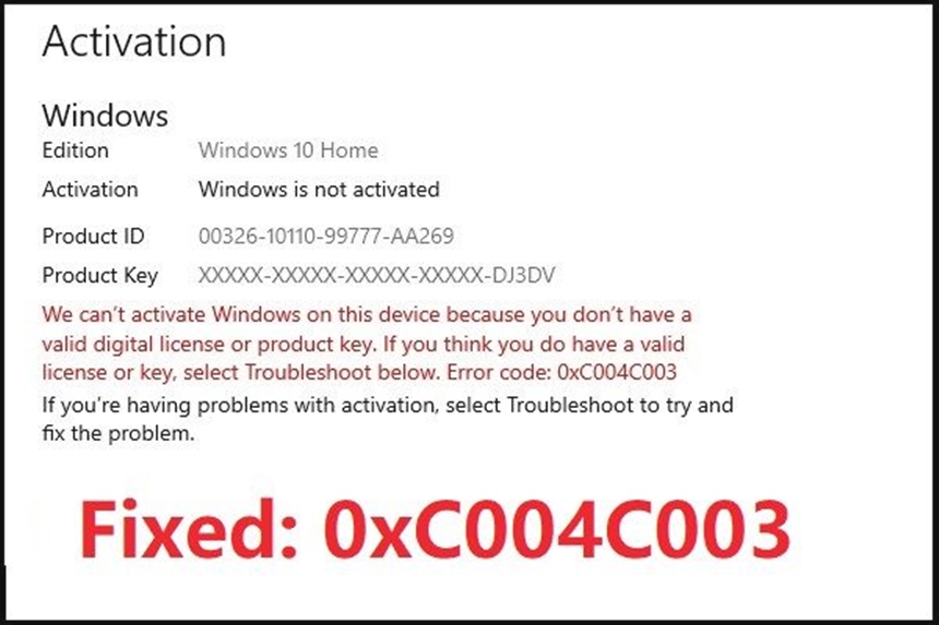 윈도우10 제품키 오류 0xc004c003 해결법은?
