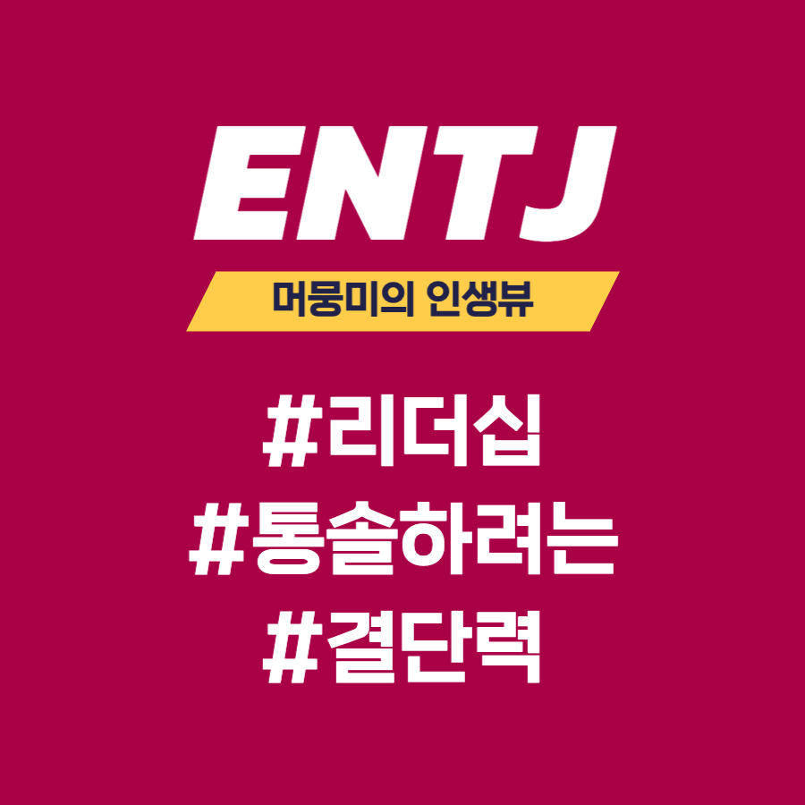  [MBTI] ENTJ 유형과의 소통