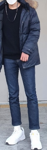  남자겨울코디네이비파카코디