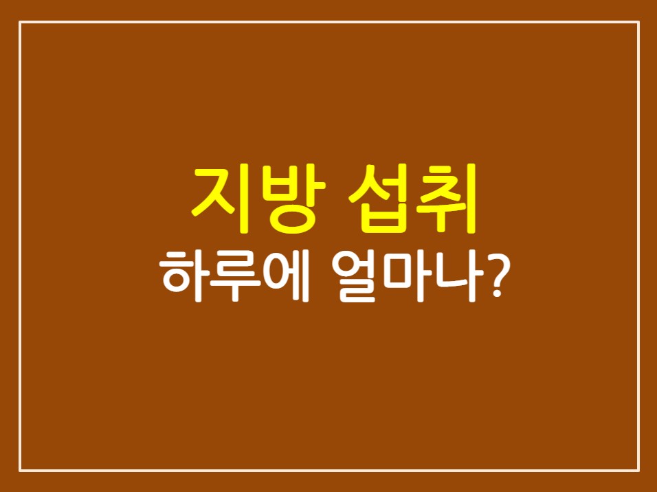  지방 섭취 얼마나 해야할까?