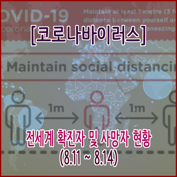  전세계 확진자 및 사망자 현황(8.11 ~ 8.14)