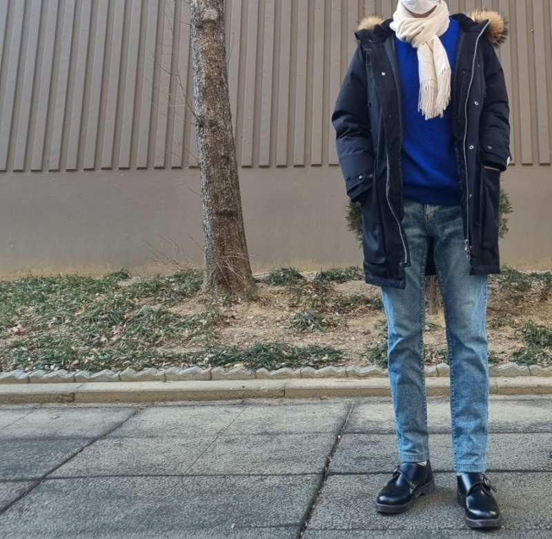  남자겨울코디블랙파카코디