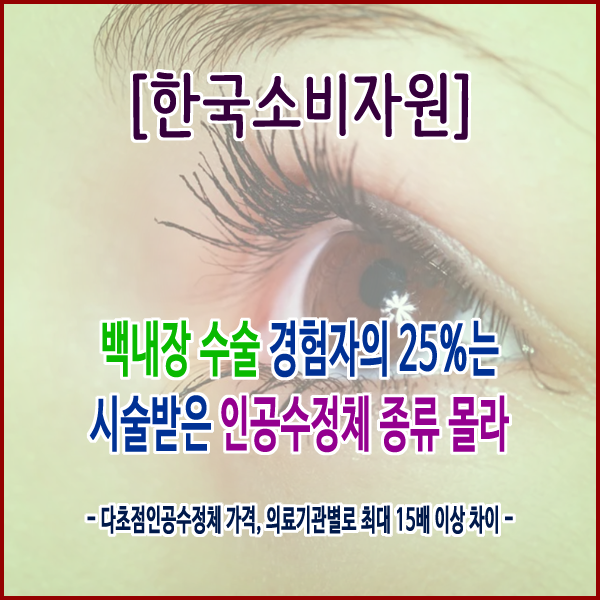  [한국소비자원] 백내장 수술 경험자의 25%는 시술받은 인공수정체 종류 몰라