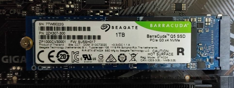  씨게이트 바라쿠다 Q5 M.2 NVME SSD 사용 리뷰 후기