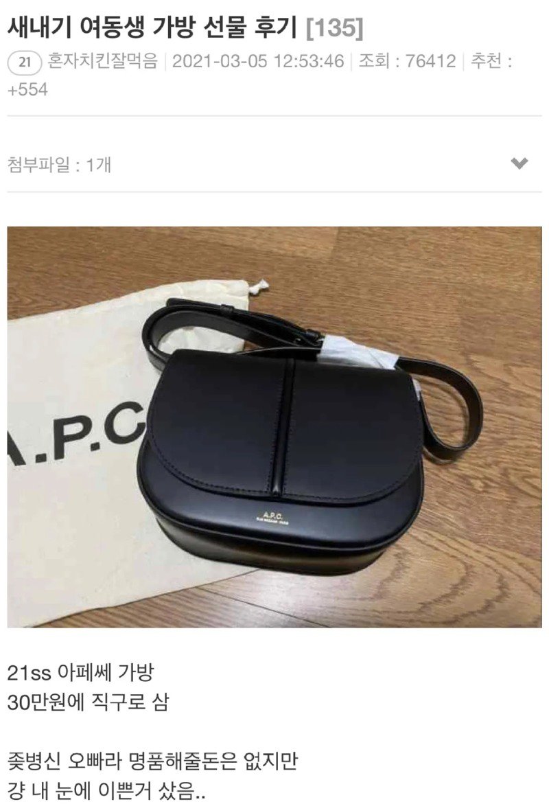  새내기 여동생에게 센스있는 가방선물 후기 feat A.P.C.