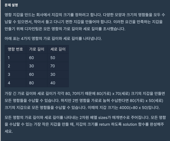  [Swift] 프로그래머스 최소직사각형(lv. 1)
