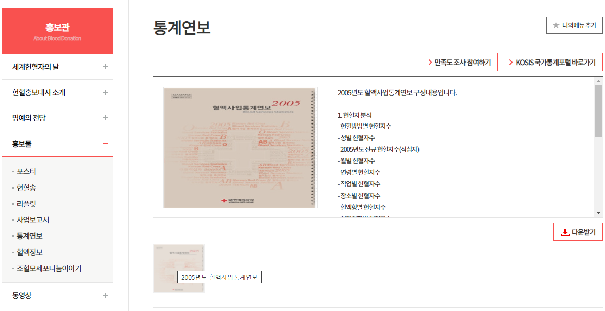  올해 6월 중순에 2020년의 혈액사업통계연보가 나왔습니다.