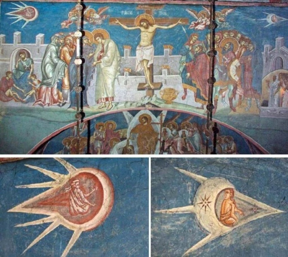  로마카톨릭 수도원 벽화 속의 UFO 그림들
