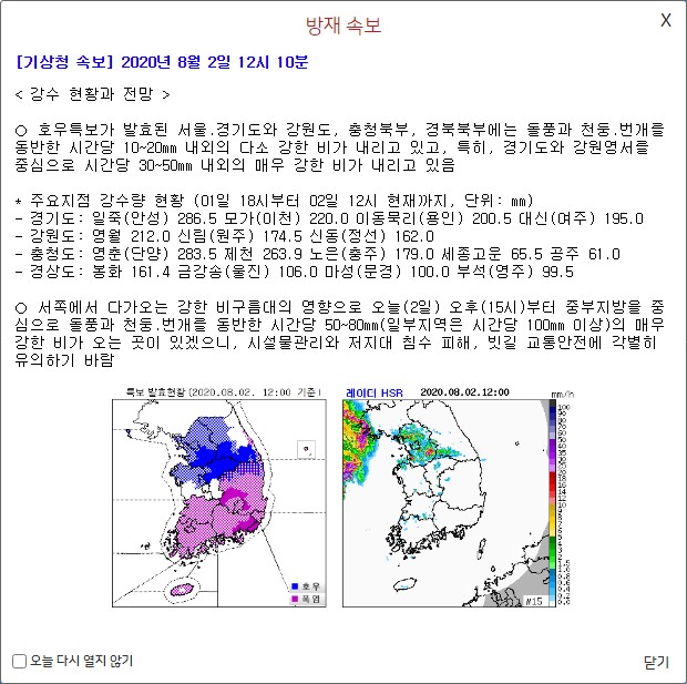  장마 및 4호 태풍 호구핏