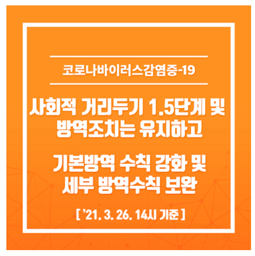  광주광역시, 사회적 거리두기 조정방안(2021. 3. 26. 14시 기준)