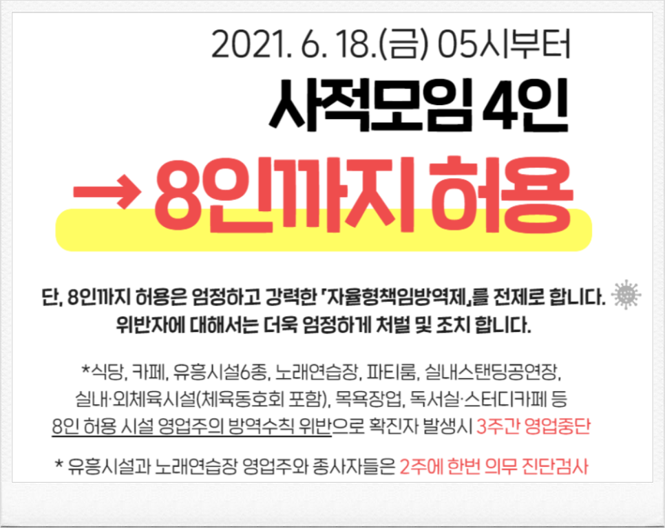  광주광역시, 사적모임 8인까지 (6.18~)