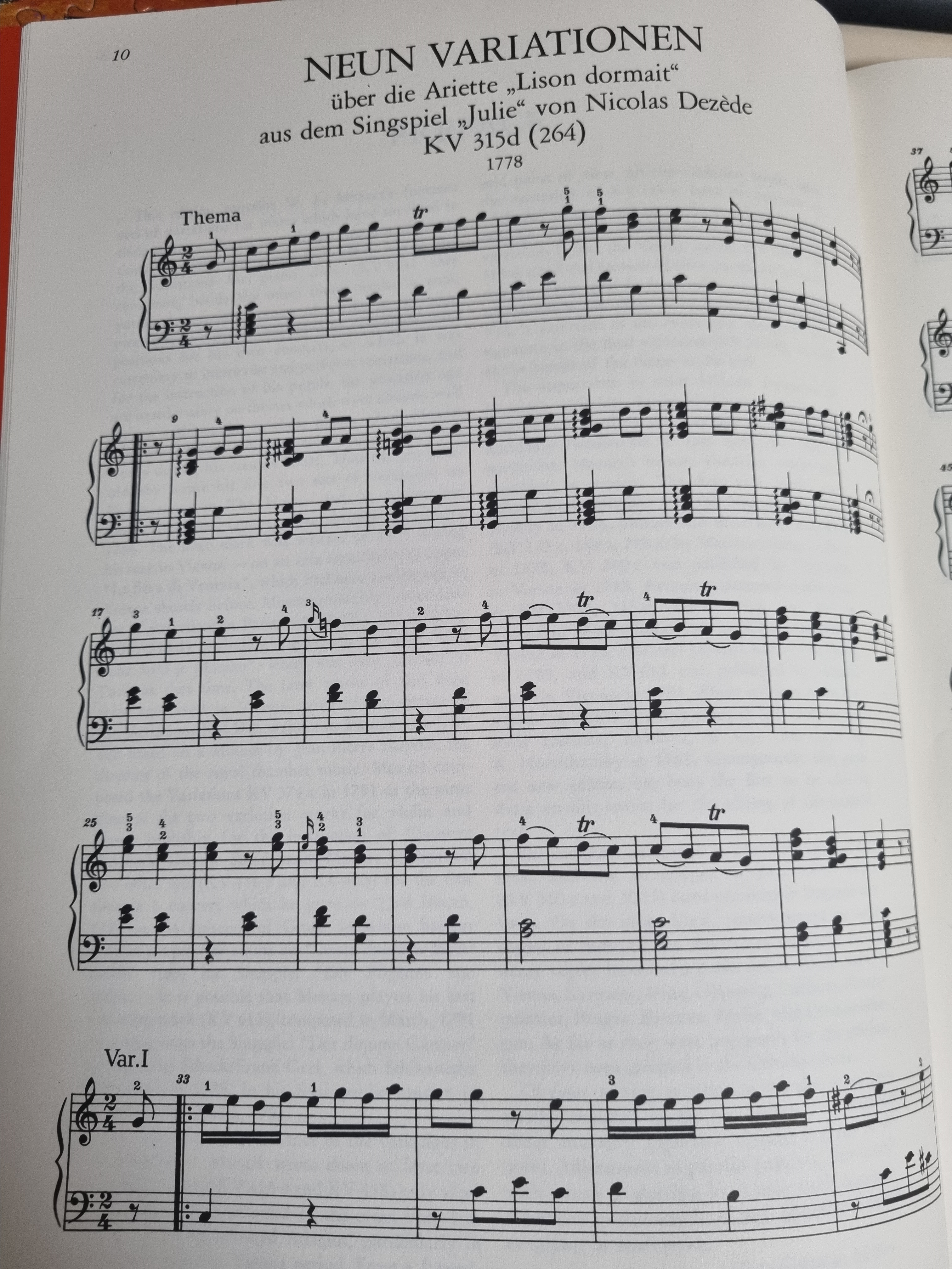 모차르트 변주곡 KV 315(264) 니콜라 드제드의 가극 [쥘리]중의 아리에타 