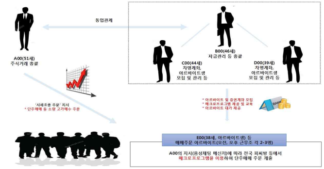  초단기 단주거래 이용한 시세조종 사건 |  매크로프로그램과 아르바이트생, 차명계좌 | 증권선물위원회, 금융감독원의 매매분석 결과
