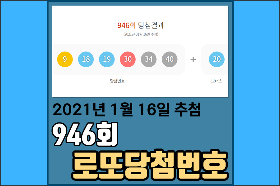  946회로또당첨번호 & 1등당첨금액/1등당첨판매점 [로또1등 당첨금]