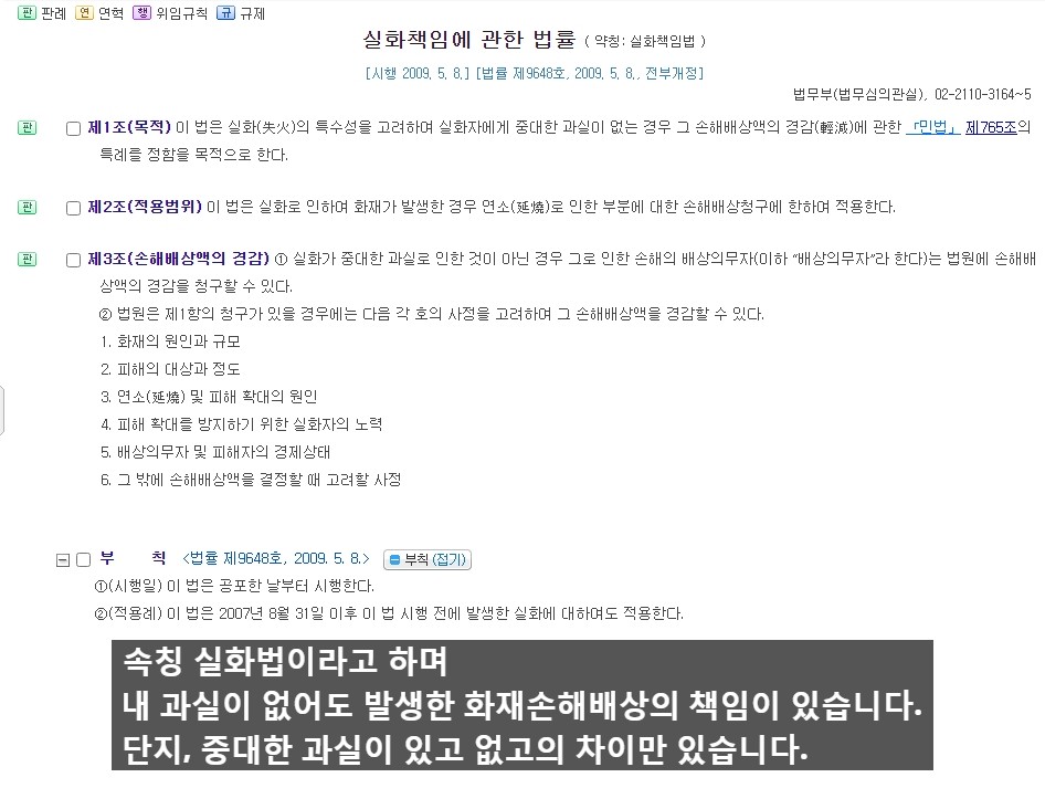  실화법 과 화재보험의 배상책임