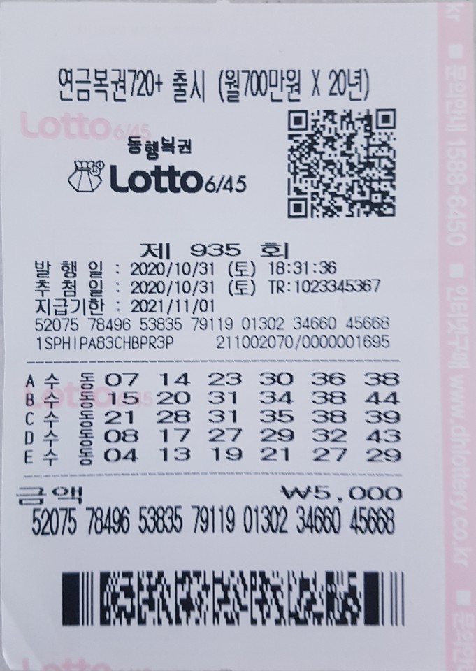  동행복권 로또 937회 예상번호 로또 936회 당첨번호 당첨장소 당첨명당