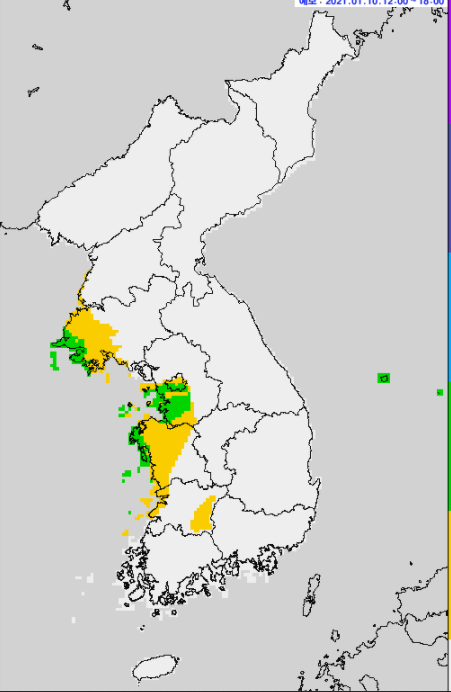  한반도 날씨와 적설량