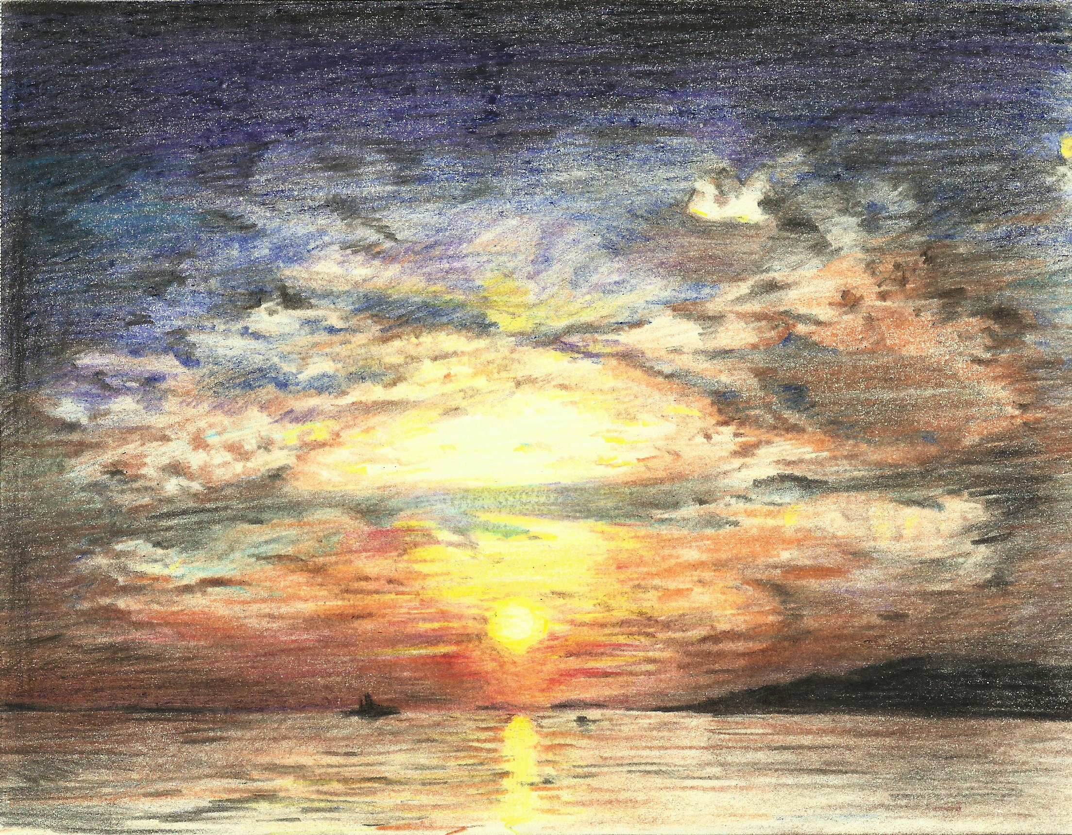 수채 색연필 드로잉 - 해 [ 일러스트 / 색연필 그림 / 드로잉 / Illustration / Color Pencil Drawing ]