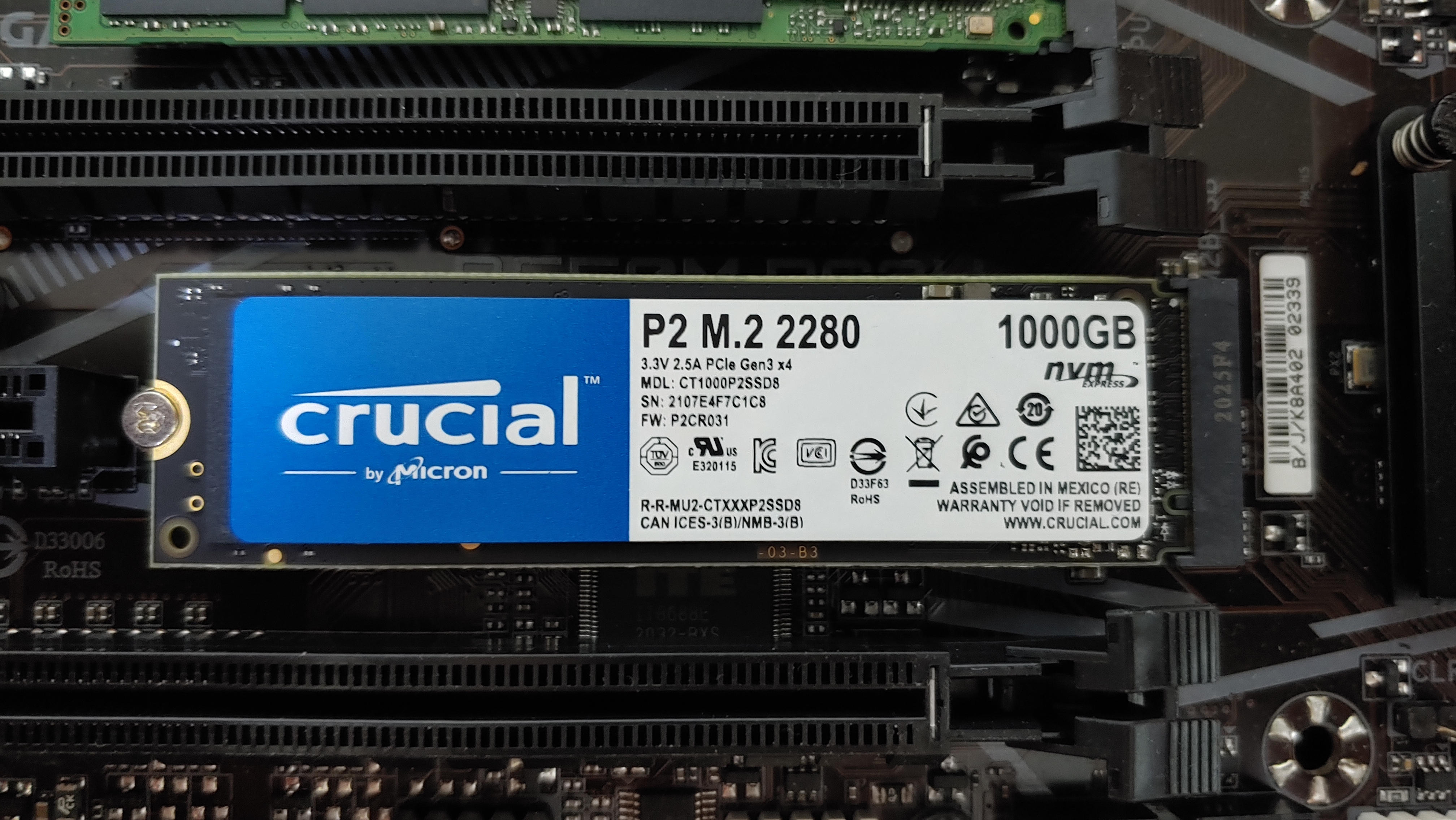  마이크론 Crucial P2 M.2 NVMe 1TB SSD 아스크텍 사용기 리뷰 후기