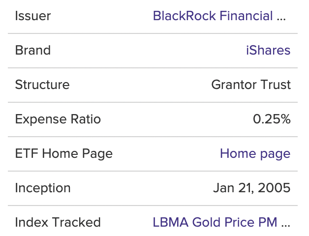  미국 ETF 아이셰어즈 금 iShares Gold Trust (IAU)