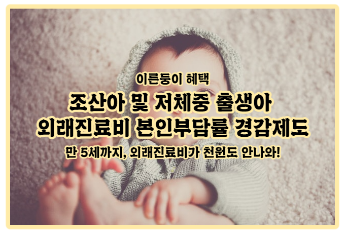  | 이른둥이 혜택 | 조산아 및 저체중 출생아 외래진료비 본인부담률 경감제도 필요서류, 신청방법