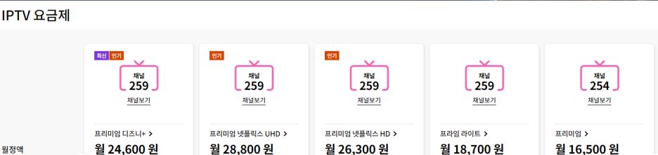  IPTV 프리미엄 넷플릭스 HD / UHD 요금제 인상 안내(11월1일)