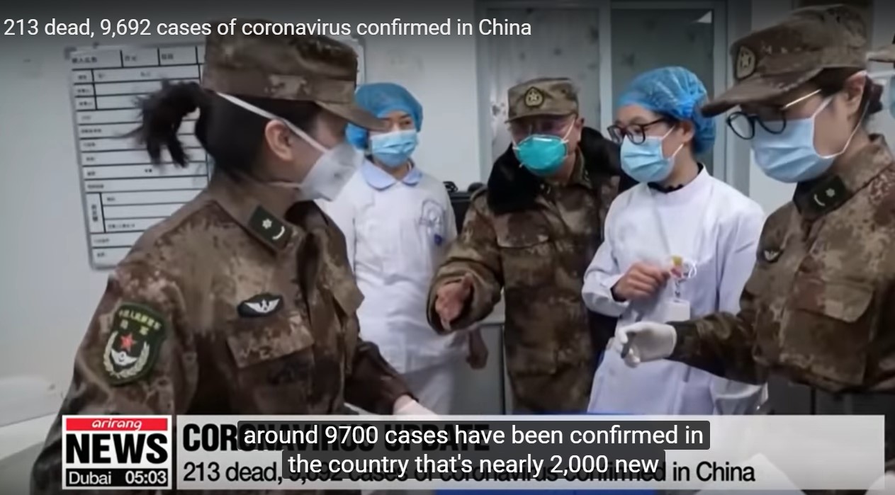 중국 확인 213 명 사망, 9,692 명 코로나 바이러스 감염