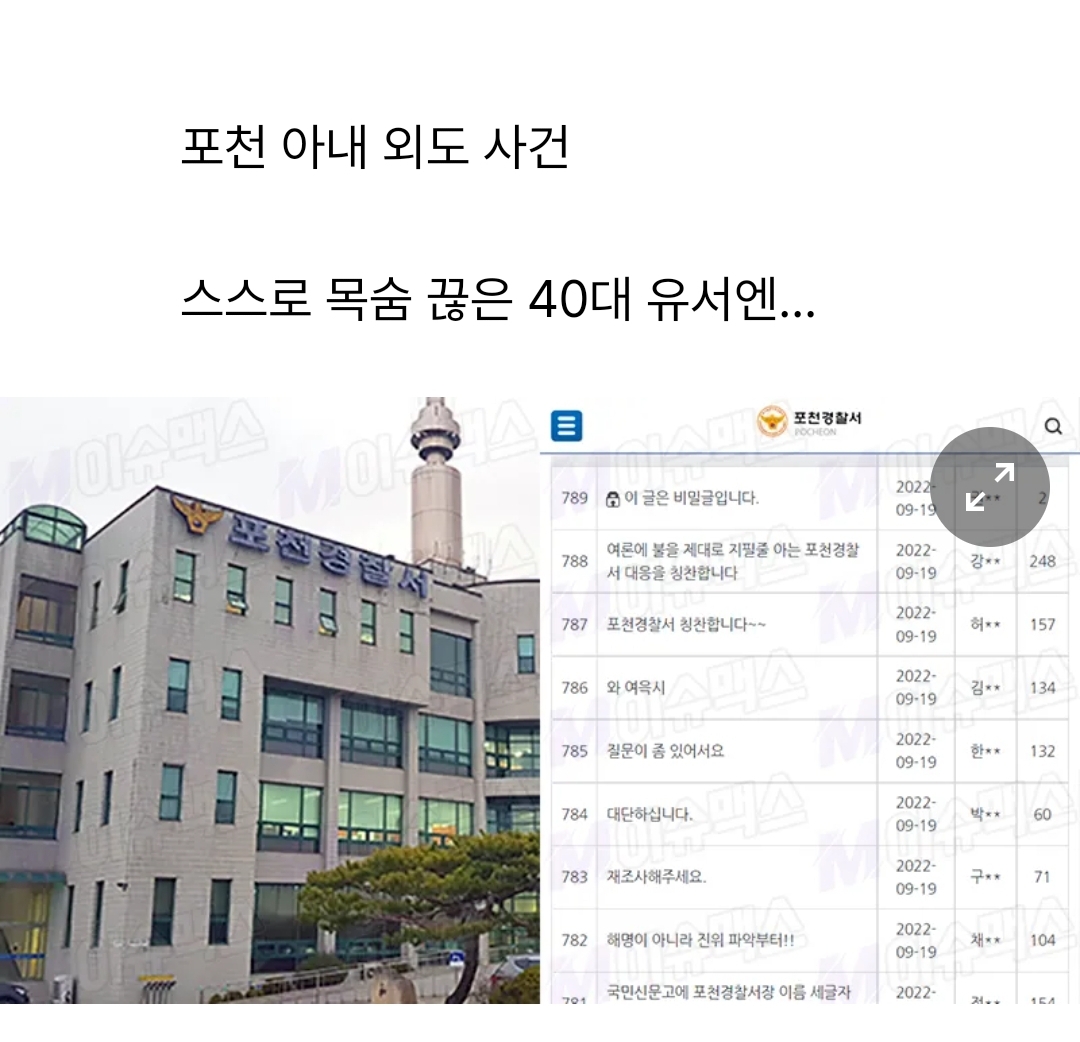  포천 아내 외도 글에 ‘포천경찰서’ 항의 쏟아지는 이유