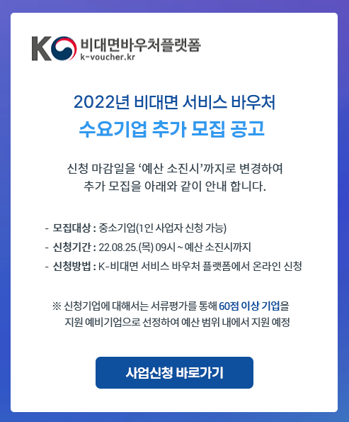  2022년 비대면 서비스 바우처 수요기업 추가 모집