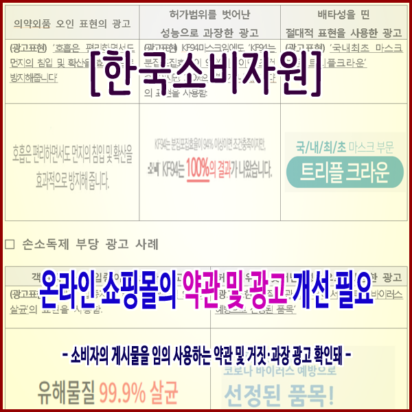  [한국소비자원] 온라인 쇼핑몰의 약관 및 광고 개선 필요