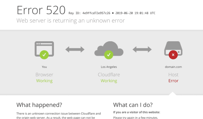 520 Error 해결 (Cloudflare)