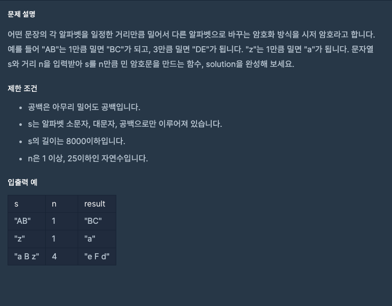  [Swift] 프로그래머스 시저 암호(lv. 1)