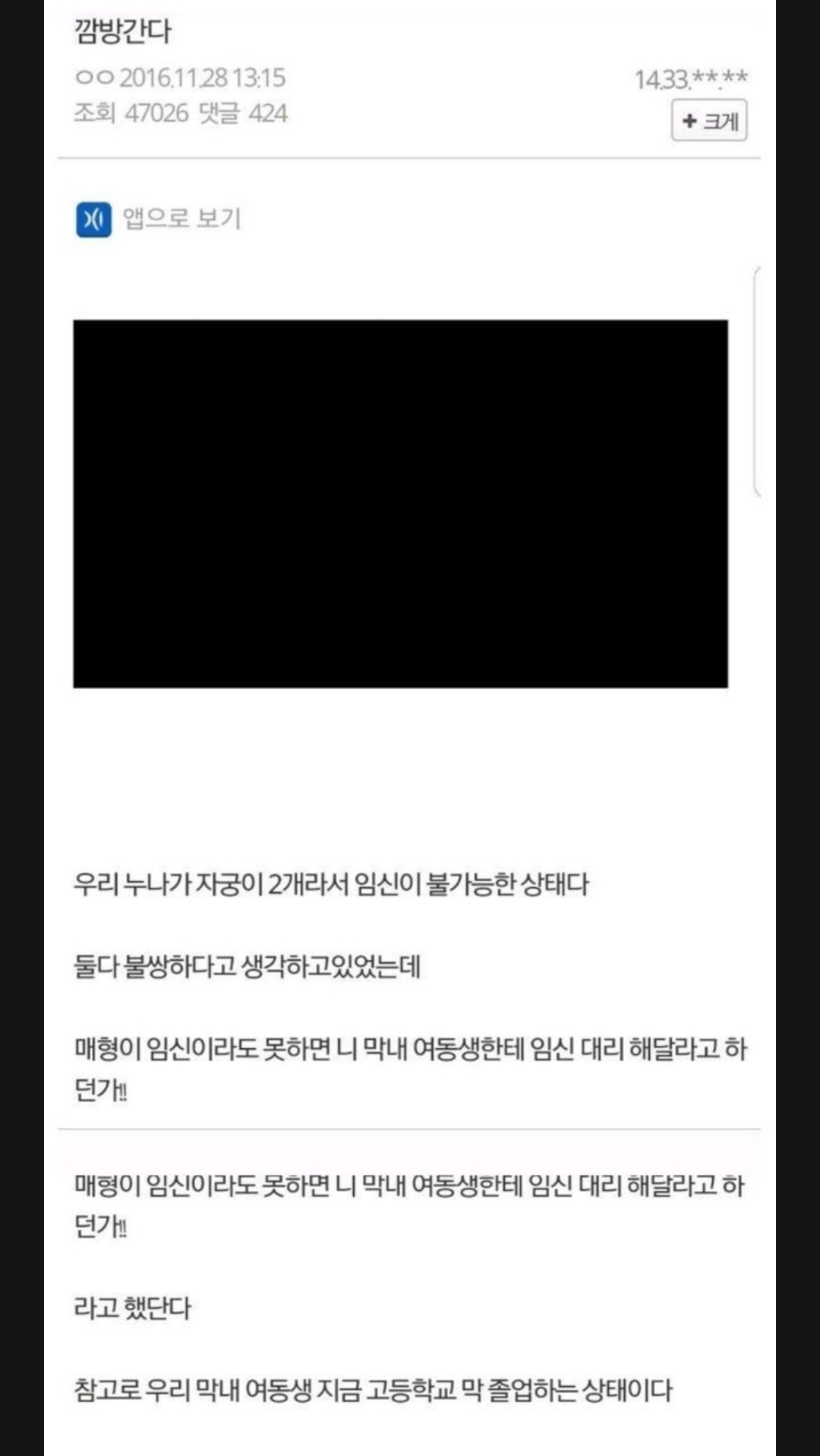  매형이 여동생한테 임신 대리 부탁해서 감방간 디시인