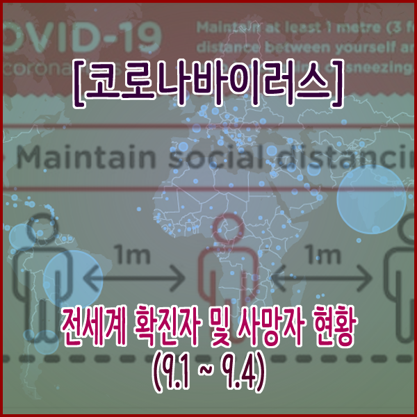  전세계 확진자 및 사망자 현황(9.1 ~ 9.4)