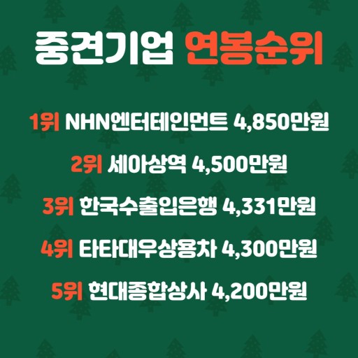  중견기업 연봉순위