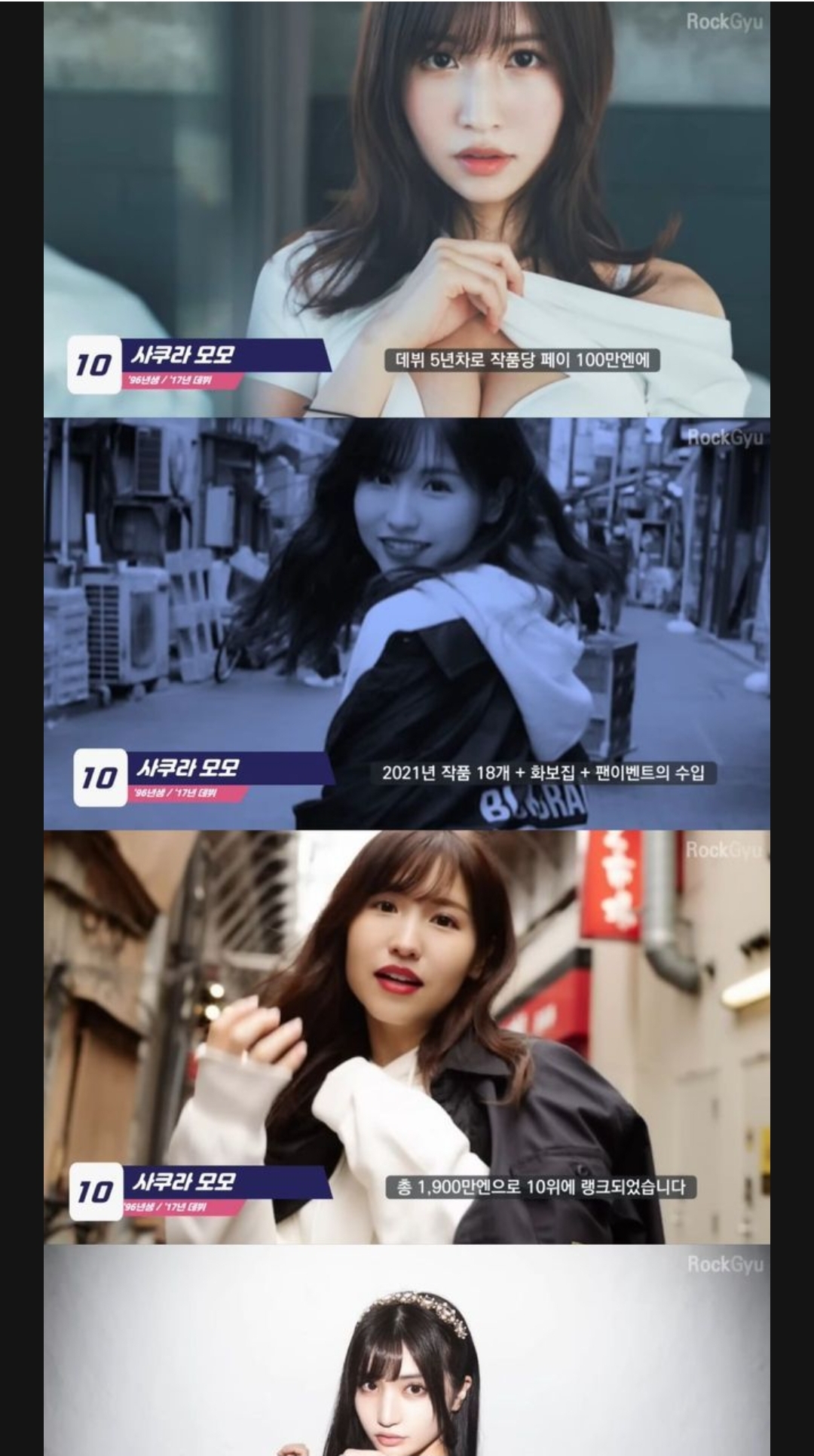  일본 여배우들의 연수입 순위