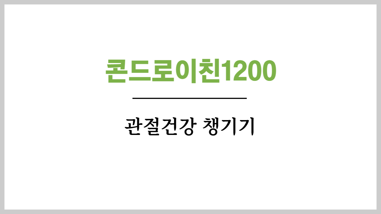  콘드로이친1200 장단점으로 본 솔직한 후기