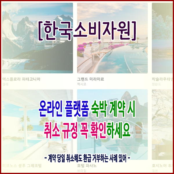  [한국소비자원] 온라인 플랫폼 숙박 계약 시 취소 규정 꼭 확인하세요