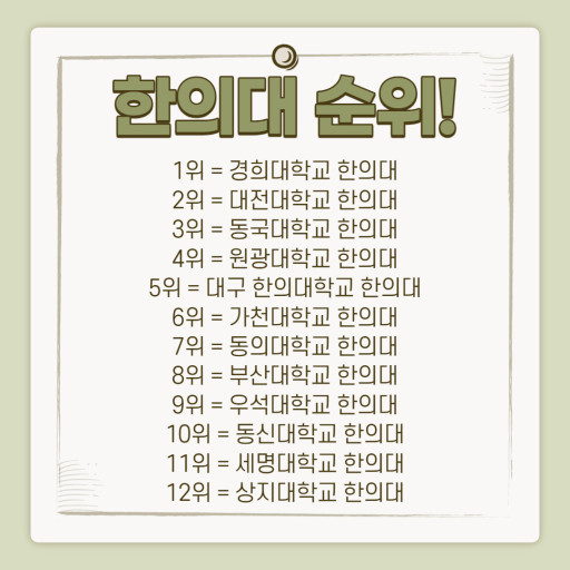  한의대 순위