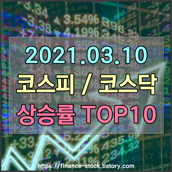  [2021.03.10] 코스피 지수 & 코스닥 지수 [코스피 / 코스닥 상승률 순위 TOP 10] -