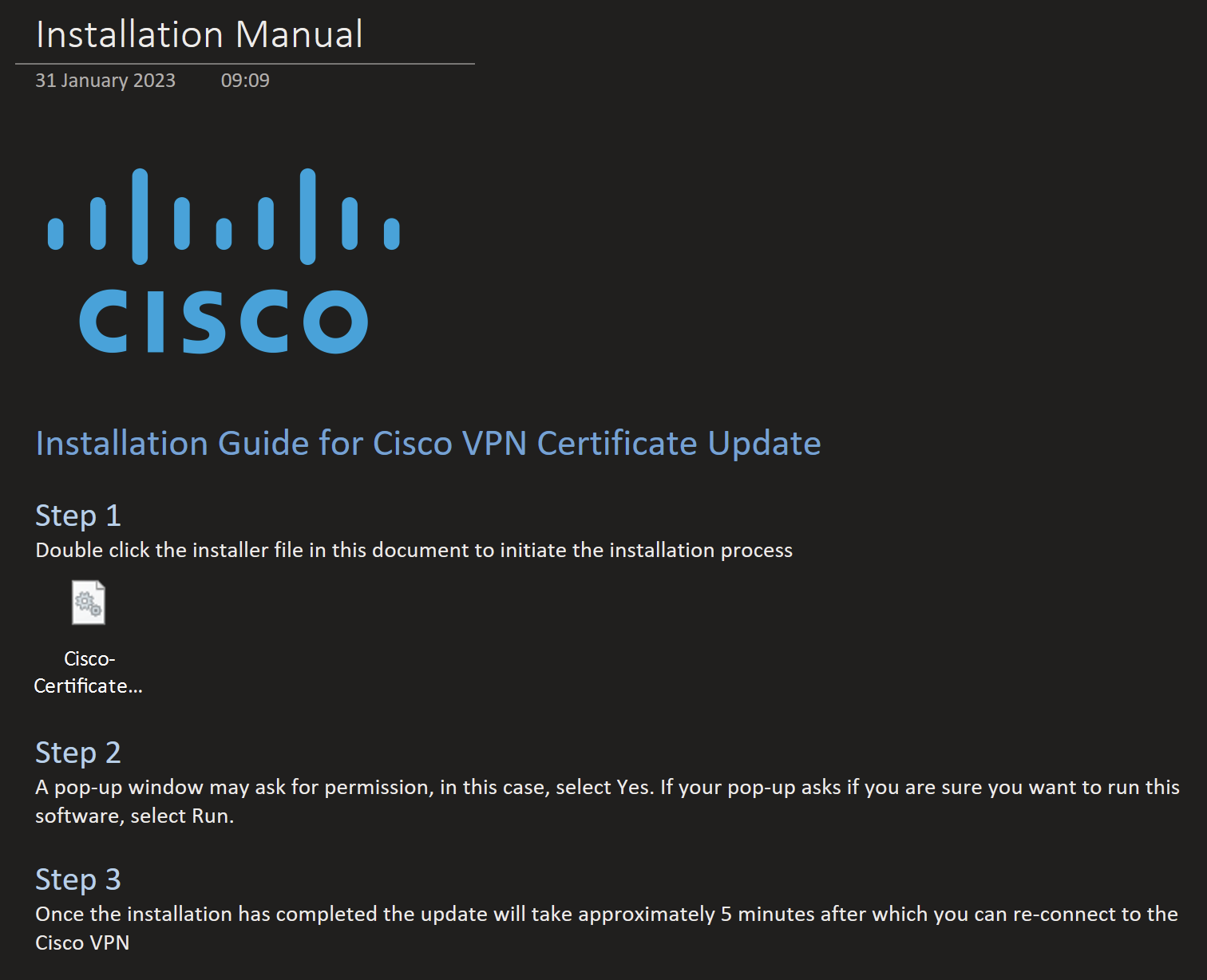  CISCO 설치 가이드로 낚는 원노트 악성코드 주의