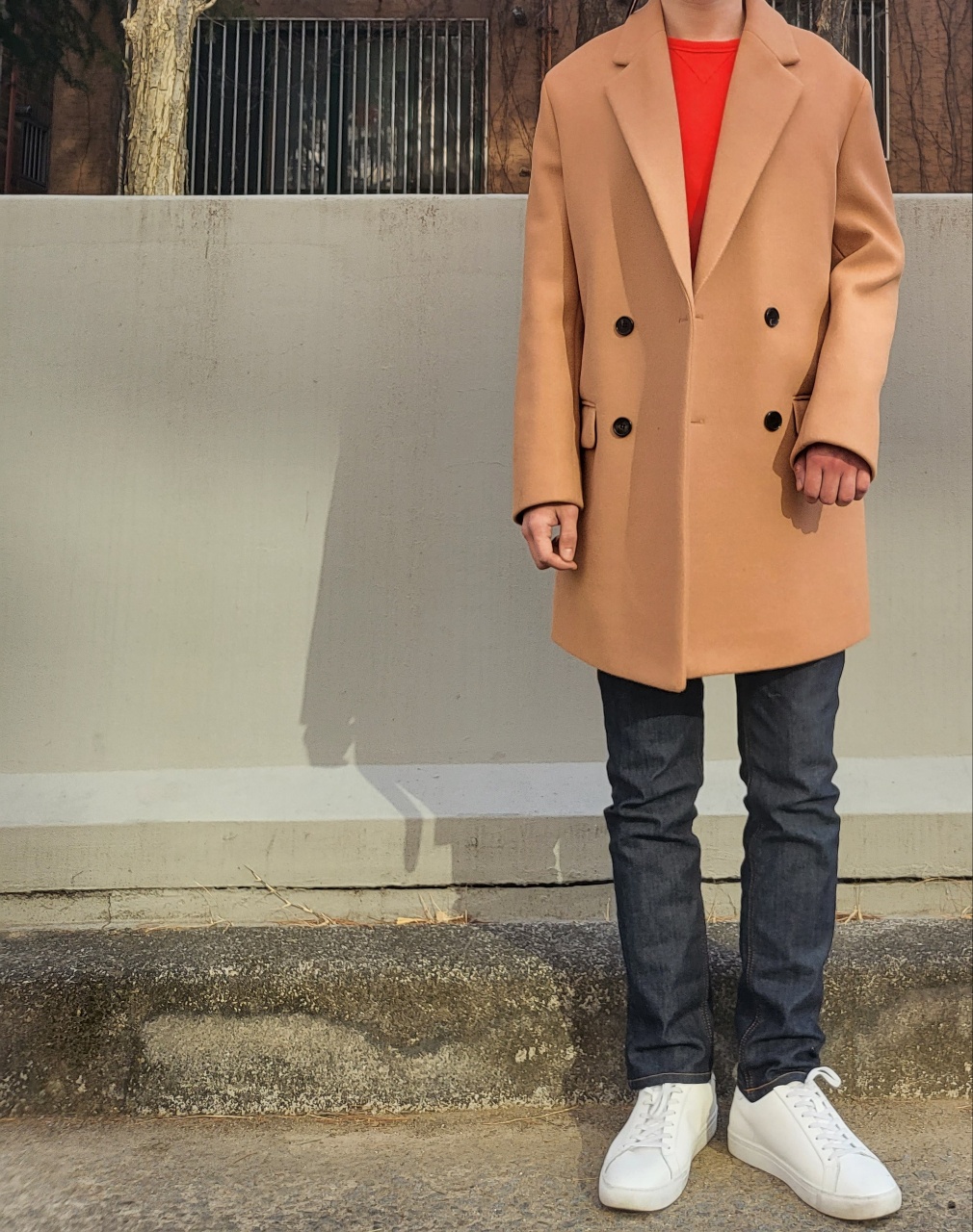  남자겨울코디베이지코트코디