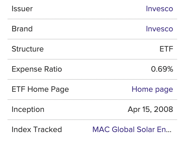  미국 ETF Invesco Solar ETF (TAN)