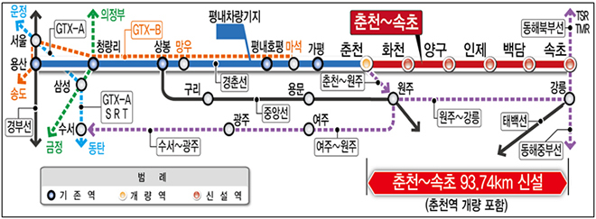 서울~속초 1시간 39분만에, 동서고속화철도 2027년 개통예정