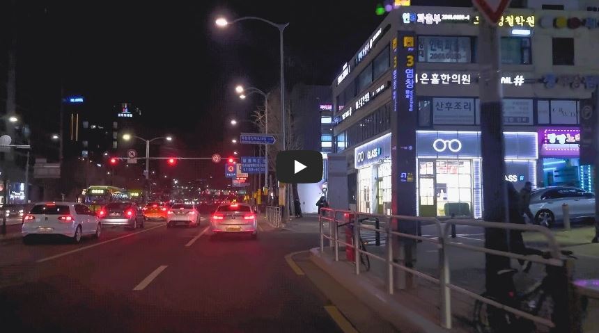 [4k HDR 10+] night drive in Mok-dong , Seoul, Korea, road to town bus, alley next to Yeomchang Station, Mok-dong community center