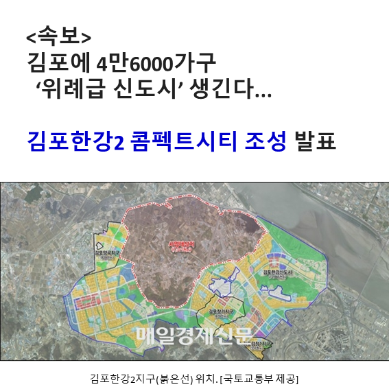 [속보]김포에 4만6000가구 '위례급' 김포한강2신도시 생긴다...옆에 '구래역 엘코어 한강신도시' 분양 발표