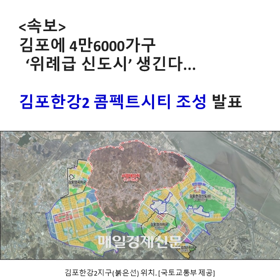  [속보]김포에 4만6000가구 '위례급' 김포한강2신도시 생긴다...옆에 '구래역 엘코어 한강신도시' 분양 발표