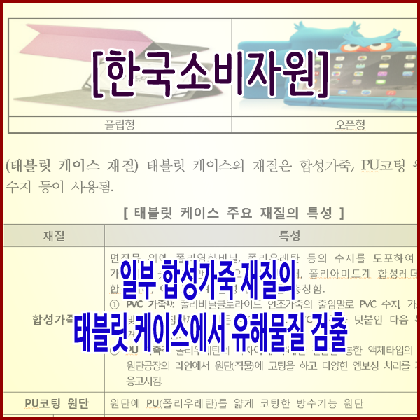 [한국소비자원] 일부 합성가죽 재질의 태블릿 케이스에서 유해물질 검출