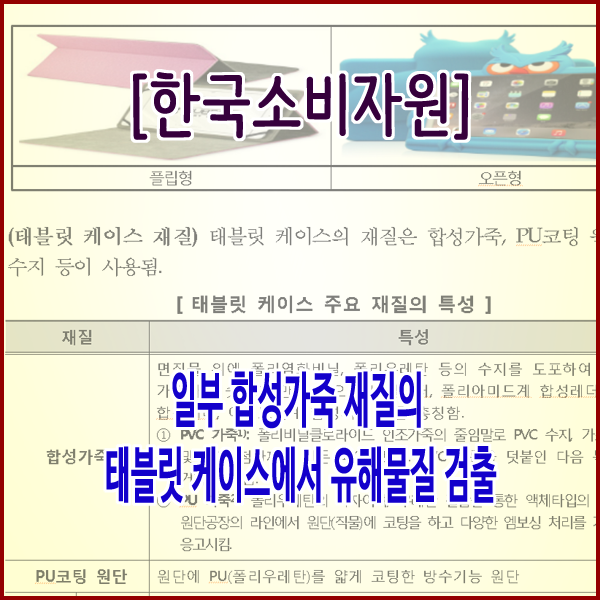  [한국소비자원] 일부 합성가죽 재질의 태블릿 케이스에서 유해물질 검출