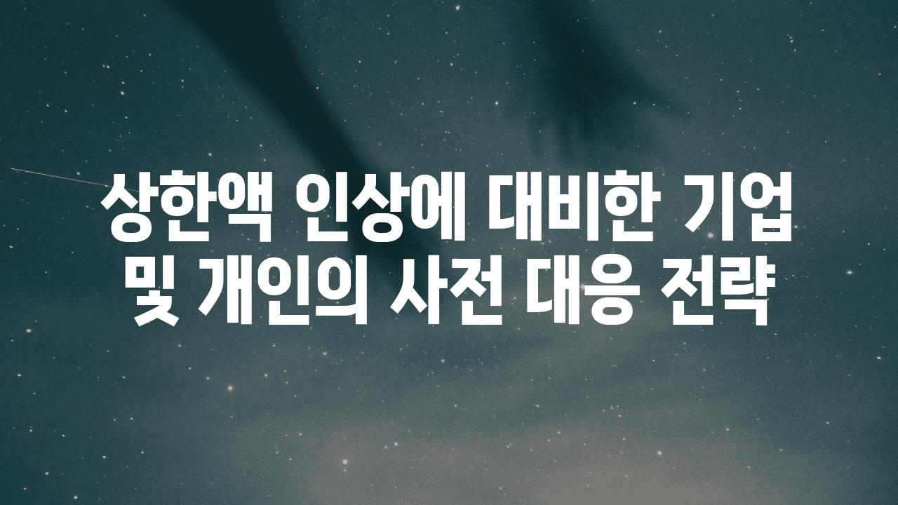 상한액 인상에 대비한 기업 및 개인의 사전 대응 전략